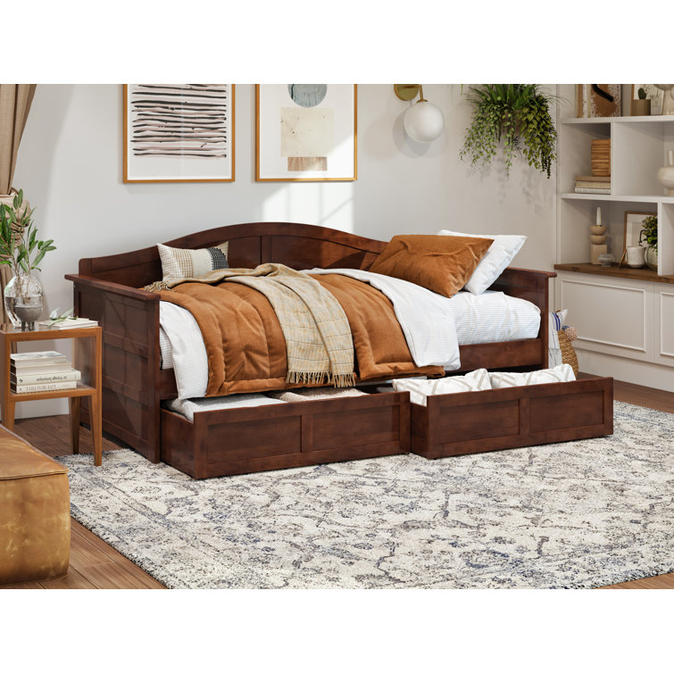 Wood twin daybed store with storage